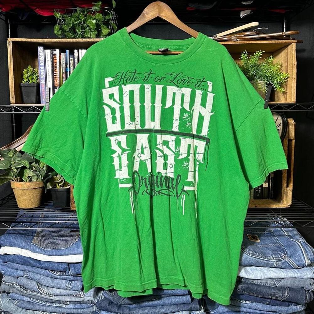 Vintage Y2K Dyse One Grunge Biker Tee Mens 3XL Green Skater 2000s Shirt